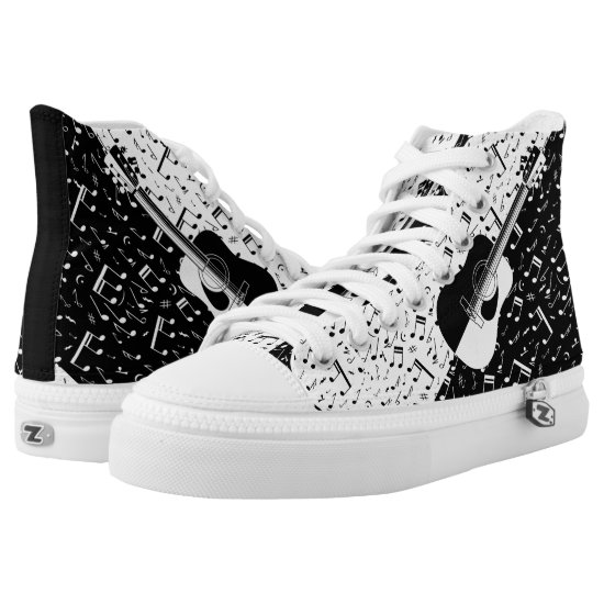 Contemporary black and white guitar sneakers