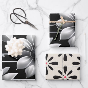 Contemporary Black and White Modern Elegant Wrapping Paper Sheets