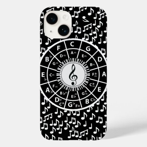 Contemporary black and white music wheel design Case_Mate iPhone 14 case