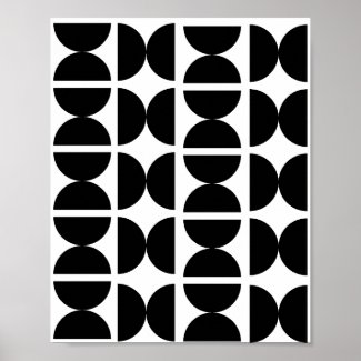 Contemporary Black and White Retro Half Moon 70s