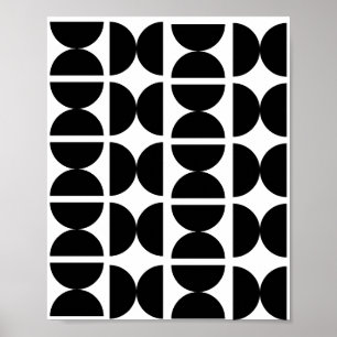 Contemporary Black and White Retro Half Moon 70s Poster