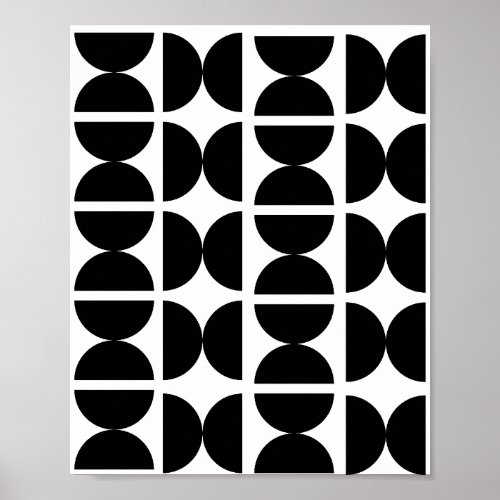 Contemporary Black and White Retro Half Moon 70s  Poster