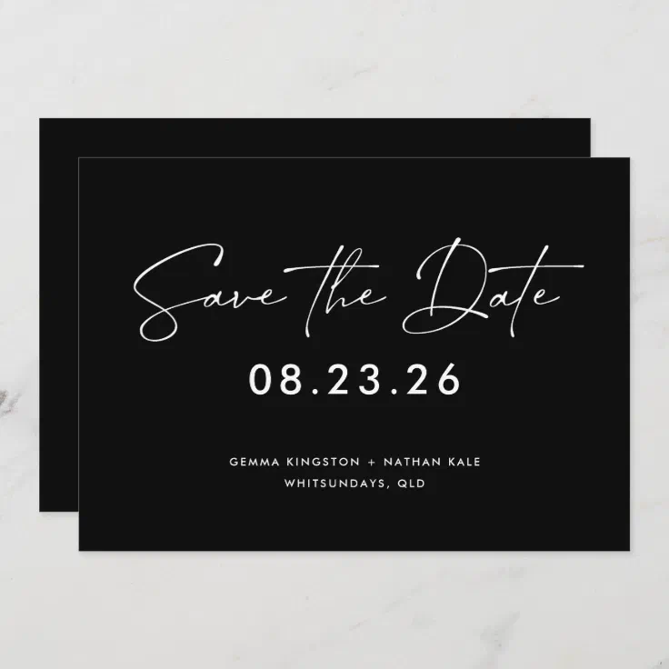 Contemporary Black and white Save the Date Invitation Zazzle