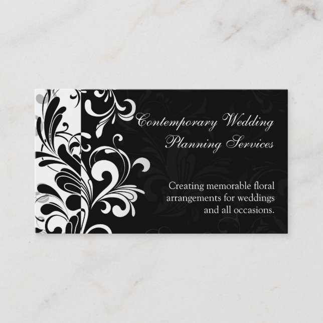 Contemporary Black and White Swirl Business Card (Front)