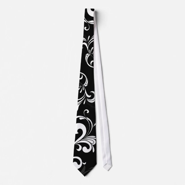 Contemporary Black and White Swirl Neck Tie (Front)