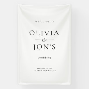 Contemporary Black and White Wedding Welcome Banner