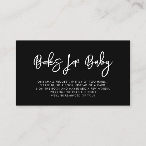 Contemporary Black baby shower book request card