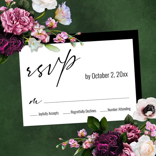 Contemporary Black Back Song Request Wedding RSVP Card