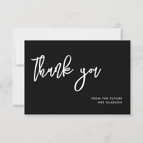 Contemporary Black Bridal Shower Thank you card