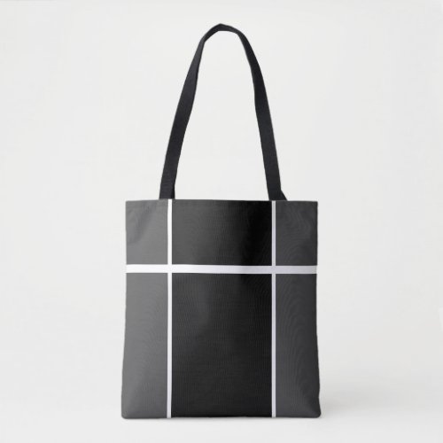Contemporary Black Dark Gray White Color Block Tote Bag