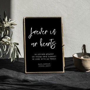 Contemporary black Forever in our hearts sign