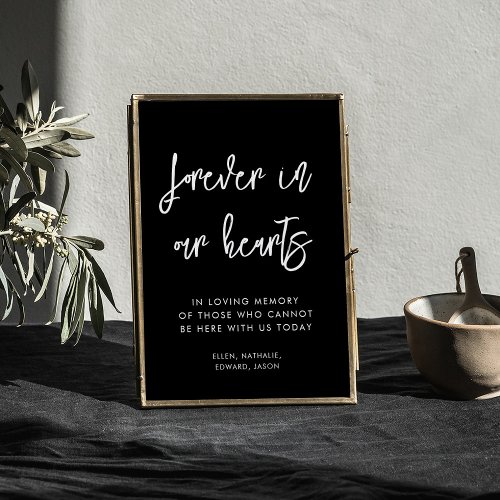 Contemporary black Forever in our hearts sign