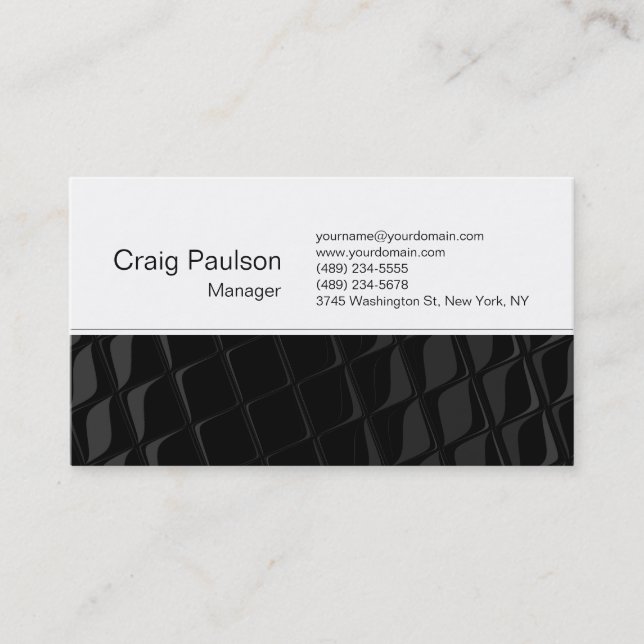 Contemporary Black Gray White Business Card (Front)