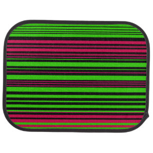 Contemporary black green pink stripes car mat