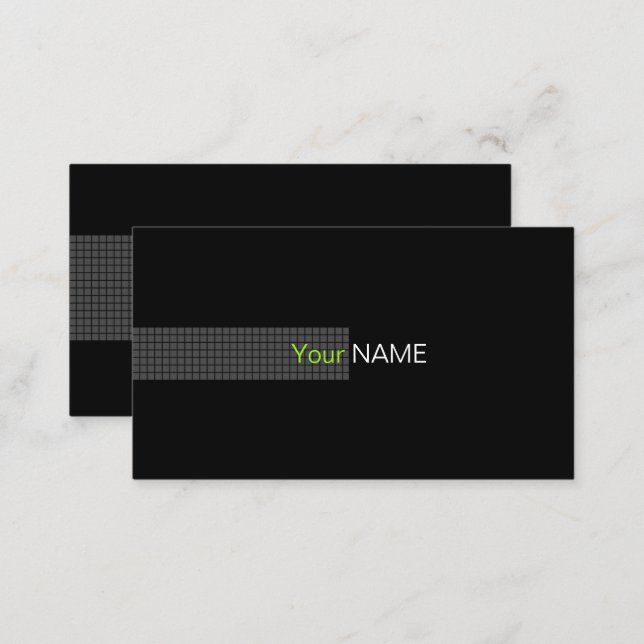 Contemporary Black Green White Business Card (Front/Back)