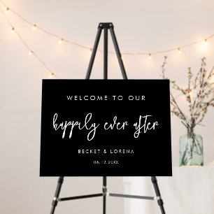 Contemporary Black Happily Ever After Welcome Sign