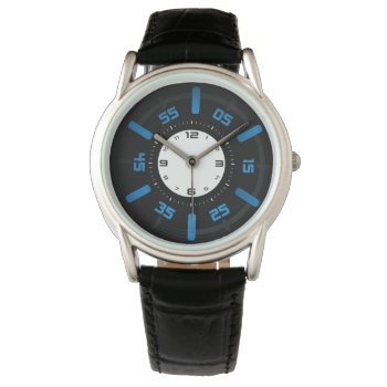 Contemporary Black Leather Sports Watch by SharonCullars at Zazzle