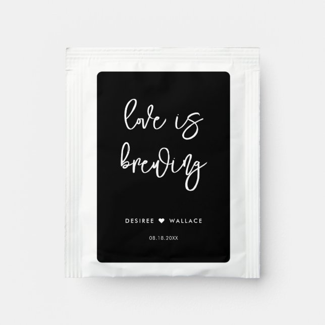 Contemporary black Love is brewing wedding Tea Bag Drink Mix (Front)