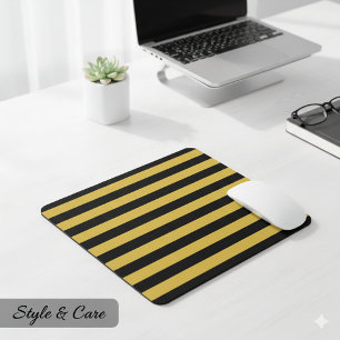 Contemporary Black Metallic Gold Stripe Layout Mouse Pad
