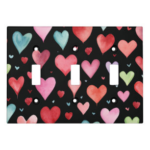 Contemporary Black Nursery Heart Pattern Light Switch Cover