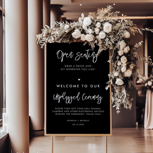 Contemporary black Open seating Unplugged ceremony Poster