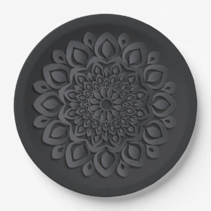Contemporary Black Paper Cut Mandala Plates