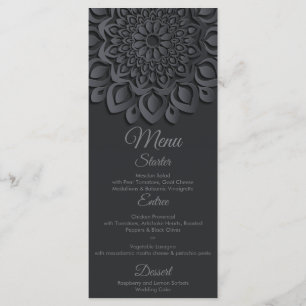 Contemporary Black Paper Cut Mandala Wedding Menu