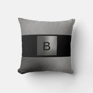 Contemporary Black Slick Gray Pillow-B Throw Pillow