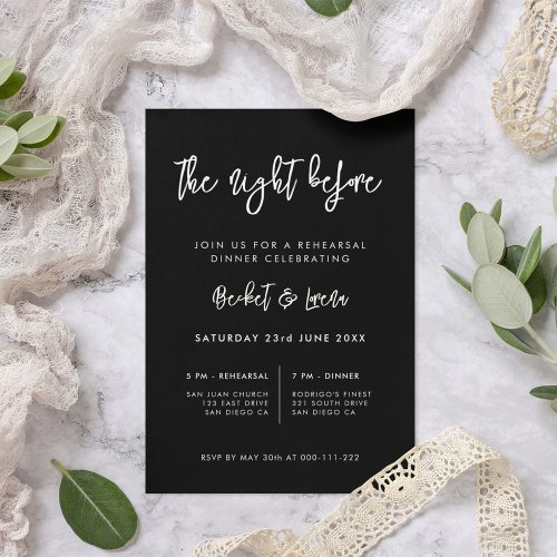 Contemporary black The night before wedding Invitation