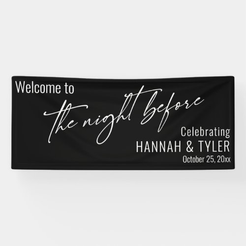 Contemporary Black The Night Before Welcome Banner