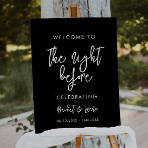Contemporary black The night before welcome sign