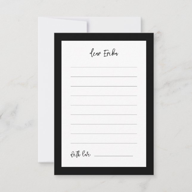 Contemporary black Time capsule 1st Birthday Note Card (Front)