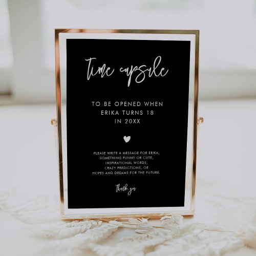 Contemporary black Time capsule 1st Birthday sign