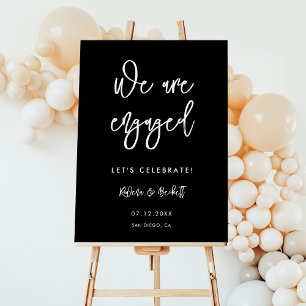 Contemporary black We are engaged Sign