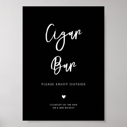 Contemporary black wedding Cigar Bar sign
