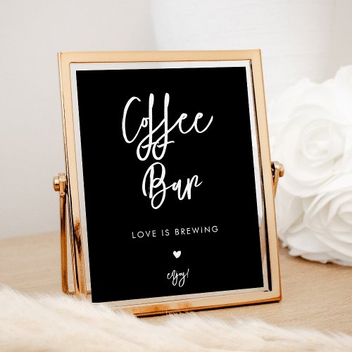 Contemporary black wedding Coffee Bar sign