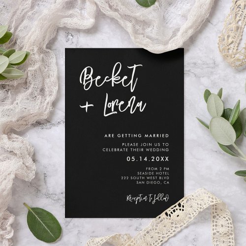 Contemporary Black Wedding Invitation