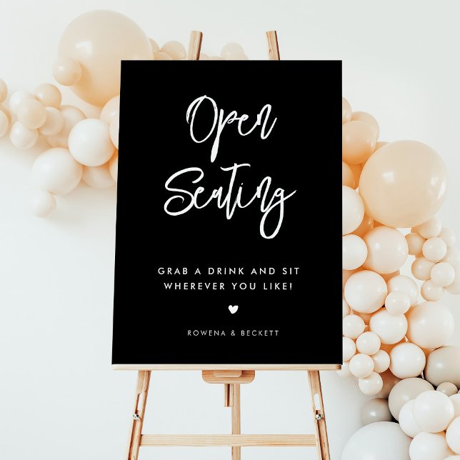 Contemporary black Wedding Open Seating Sign (Creator Uploaded)