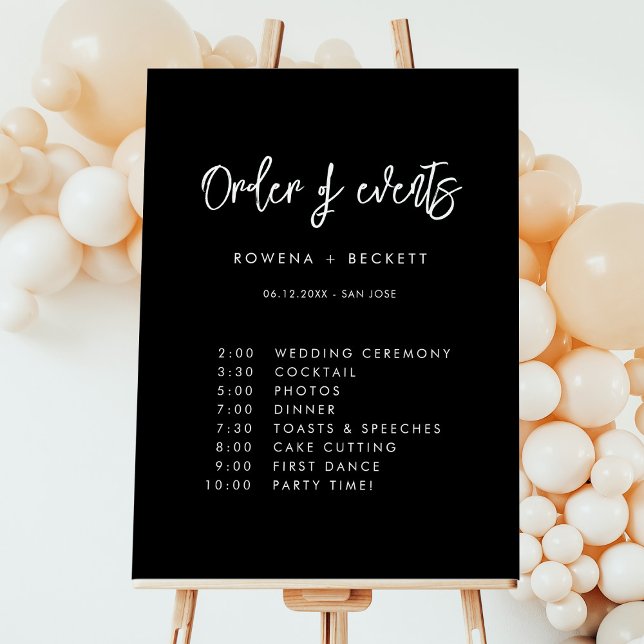 Contemporary black wedding Order of events Foam Board (Creator Uploaded)