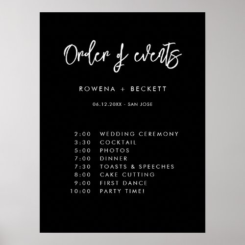 Contemporary black wedding Order of events Poster