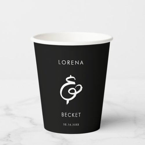 Contemporary black wedding paper cups