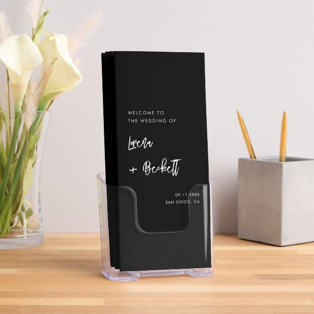 Contemporary Black Wedding Program Trifold  Brochure (Insitu)
