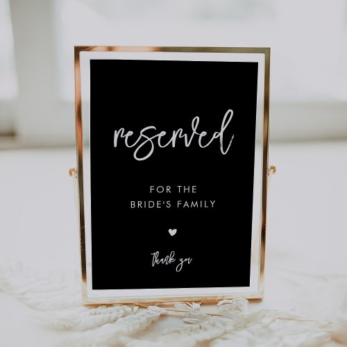 Contemporary black wedding Reserved sign