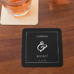 Contemporary black wedding square paper coaster<br><div class="desc">A bold and trendy typography for your wedding stationery,  simple yet elegant with a black and white theme. Fully customizable: you can change the colors of the font and background if needed.</div>