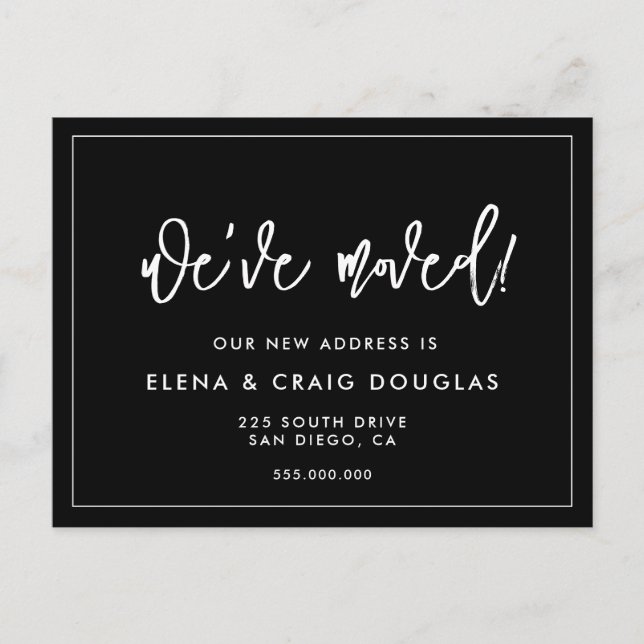 Contemporary Black We've moved New address Postcard (Front)