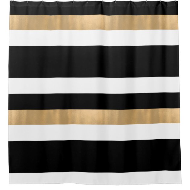 tan and white striped shower curtain