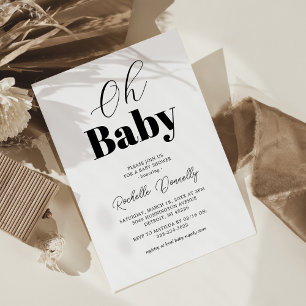Contemporary Black White Baby Shower Invitation