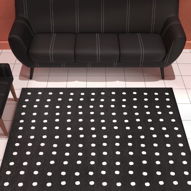 Contemporary Black White Dot Pattern Rug (Add this contemporary dot pattern rug to your home decor.)