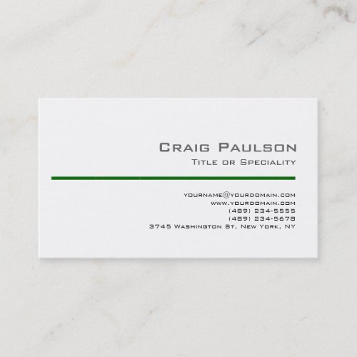 Contemporary Black White Green Line Business Card