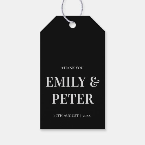 Contemporary Black White Modern Minimalist Wedding Gift Tags